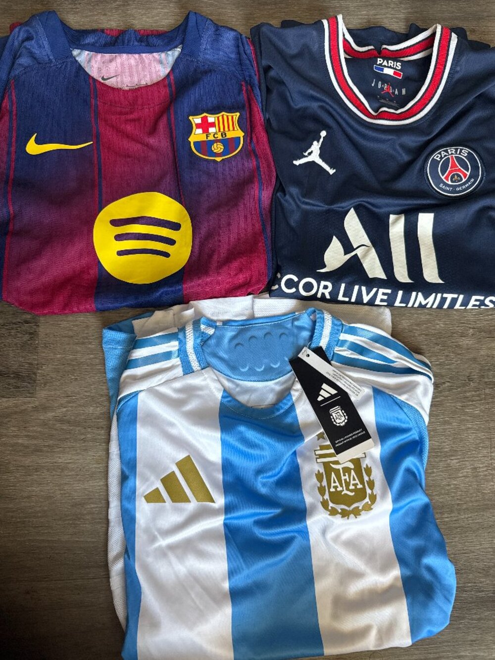 Messi PSG Soccer Jersey Bundle (3) Barcelona Argentina Men Size M Football Shirt